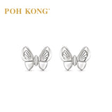 POH KONG 375/9K White Gold Butterfly Stud Earrings