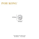 POH KONG 375/9K White Gold Diamond-Cut Round Shape Stud Earrings