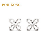 POH KONG 375/9K White Gold Flower Stud Earrings