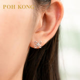 POH KONG 375/9K White Gold Flower Stud Earrings