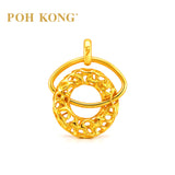 POH KONG 916/22K Yellow Gold Tranz Interlocking Textured Circle Pendant