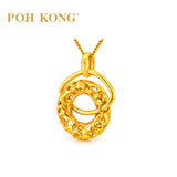 POH KONG 916/22K Yellow Gold Tranz Interlocking Textured Circle Pendant