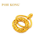POH KONG 916/22K Yellow Gold Tranz Interlocking Textured Circle Pendant