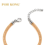 POH KONG 925 Silver Pearl With Rose Gold Color Mesh Tube Bracelet