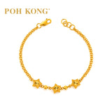 POH KONG 916/22K Yellow Gold Triple Star with Beads Bracelet