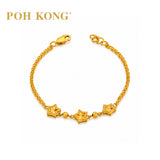 POH KONG 916/22K Yellow Gold Triple Star with Beads Bracelet