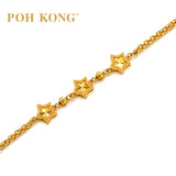 POH KONG 916/22K Yellow Gold Triple Star with Beads Bracelet