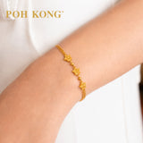 POH KONG 916/22K Yellow Gold Triple Star with Beads Bracelet