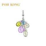 POH KONG 750/18K White Gold Multi-Color Teardrop Sapphires with Diamonds Pendant