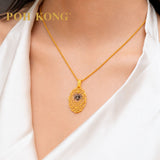 POH KONG 916/22K Yellow Gold Tranz Spider Oval Net Pendant
