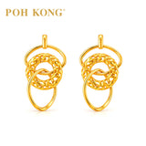 POH KONG 916/22K Yellow Gold Tranz Interlocking Textured Circle Stud Earrings