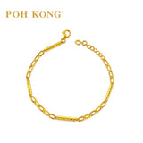 POH KONG 916/22K Yellow Gold Diamond Cut Bar Cable Chain Link Bracelet