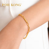 POH KONG 916/22K Yellow Gold Diamond Cut Bar Cable Chain Link Bracelet