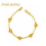 POH KONG 916/22K Yellow Gold Shining Five Heart Shape Bracelet