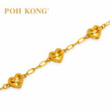 POH KONG 916/22K Yellow Gold Shining Five Heart Shape Bracelet
