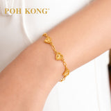 POH KONG 916/22K Yellow Gold Shining Five Heart Shape Bracelet
