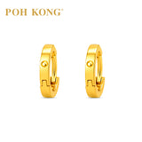 POH KONG 916/22K Yellow Gold Dot Detail Hoop Earrings