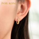 POH KONG 916/22K Yellow Gold Dot Detail Hoop Earrings