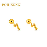 POH KONG 916/22K Yellow Gold Wavy Earrings