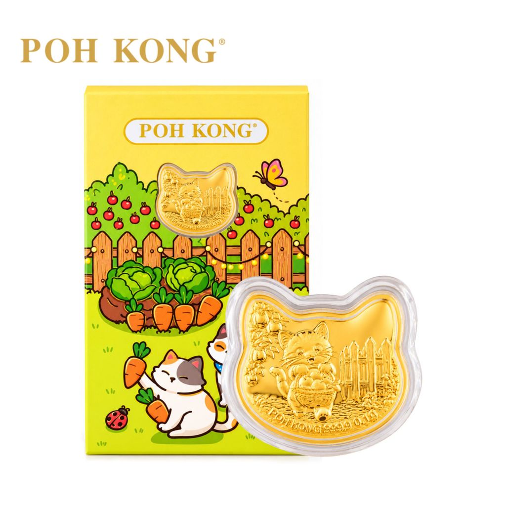 POH KONG 999.9/24K Little Cat Garden Collection Gold Wafer Coin