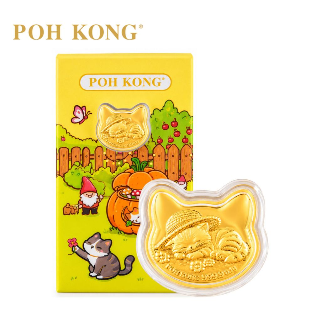 POH KONG 999.9/24K Little Cat Garden Collection Gold Wafer Coin