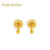 POH KONG 916/22K Yellow Gold Happy Love Sweet Rose Earrings