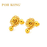 POH KONG 916/22K Yellow Gold Happy Love Sweet Rose Earrings
