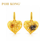 POH KONG 916/22K Yellow Gold Tranz Heart Shape Leaf With Spider Dangle Earrings