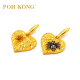 POH KONG 916/22K Yellow Gold Tranz Heart Shape Leaf With Spider Dangle Earrings