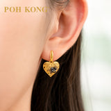 POH KONG 916/22K Yellow Gold Tranz Heart Shape Leaf With Spider Dangle Earrings