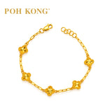 POH KONG 916/22K Yellow Gold 5-Station Four-Leaf Clover Bracelet