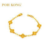 POH KONG 916/22K Yellow Gold 5-Station Four-Leaf Clover Bracelet