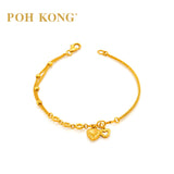 POH KONG 916/22K Yellow Gold Double Heart Charm With Multi-Strand Circle Link Bracelet