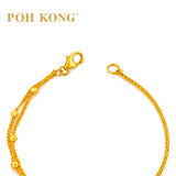 POH KONG 916/22K Yellow Gold Double Heart Charm With Multi-Strand Circle Link Bracelet