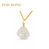 POH KONG 750/18K Yellow Gold Jade Laughing Buddha Pendant_PS05AJCB