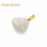POH KONG 750/18K Yellow Gold Jade Laughing Buddha Pendant_PS05AJCB