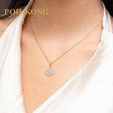 POH KONG 750/18K Yellow Gold Jade Laughing Buddha Pendant_PS05AJCB