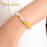 POH KONG 999.9/24K Pure Gold Prosperity Pixiu With Jade Bracelet