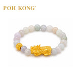 POH KONG 999.9/24K Pure Gold Prosperity Pixiu With Jade Bracelet