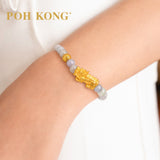 POH KONG 999.9/24K Pure Gold Prosperity Pixiu With Jade Bracelet