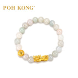 POH KONG 999.9/24K Pure Gold Prosperity Pixiu With Jade Bracelet