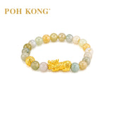 POH KONG 999.9/24K Pure Gold Prosperity Pixiu With Jade Bracelet