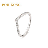POH KONG 750/18K White Gold Chevron Diamond Ring