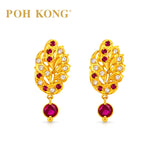 POH KONG 916/22K Golden Leaf Drop Earrings