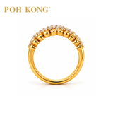 POH KONG 750/18K Yellow Gold & Rose Gold Beaded Circle with Diamond Ring
