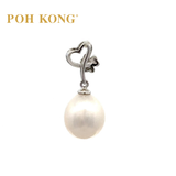 POH KONG 375/9K White Gold Three Leaf Heart Pearl Pendant