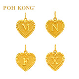 POH KONG 916/22K Gold Exquisite Heart Shape Pendant With Alphabet