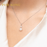 POH KONG 750/18K White Gold Stella  Pearl with Diamond Pendant