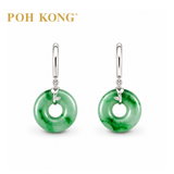POH KONG 750/18K White Gold Hoop Jade Earrings with Diamond