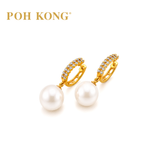 POH KONG 750/18K Yellow Gold Pearl with Diamond Clip Earring